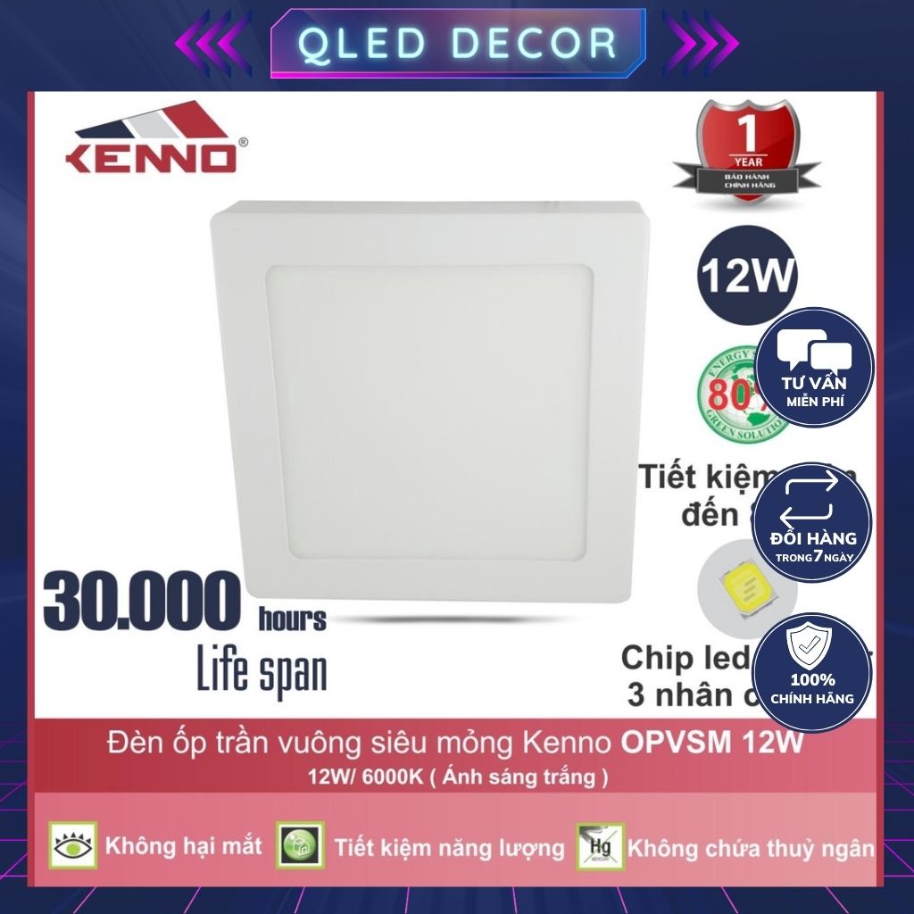 Đèn ốp trần siêu mỏng vuông OPSMV CHÍNH HÃNG Made in Việt Nam