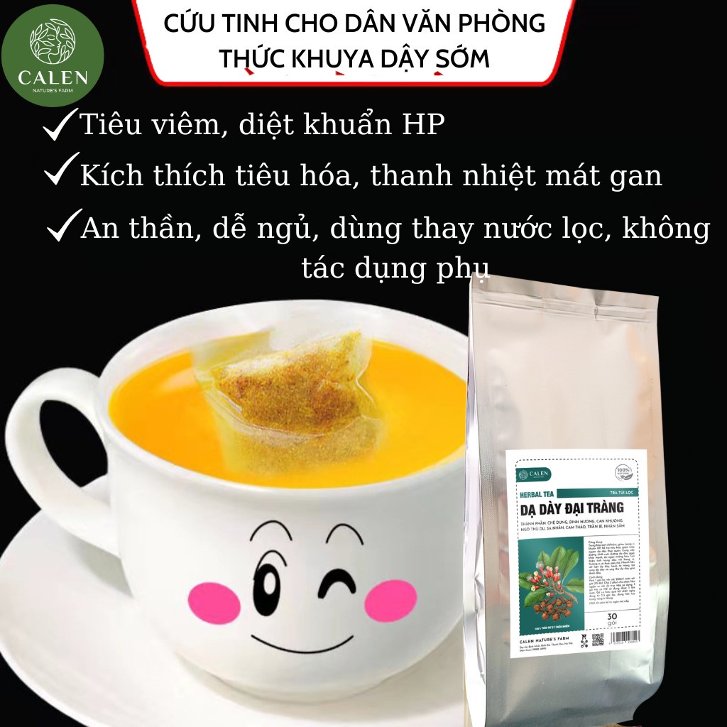 Trà dạ dày đại tràng, chống trào ngược, đầy hơi, ợ chua, ức chế vi khuẩn HP - CALEN NATURE FARM