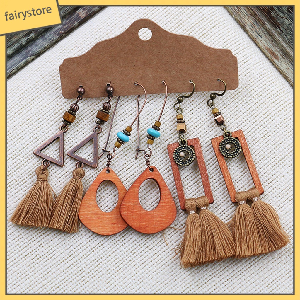 Bộ 3 đôi bông tai thời trang phong cách Bohemian thời trang dành cho nữ