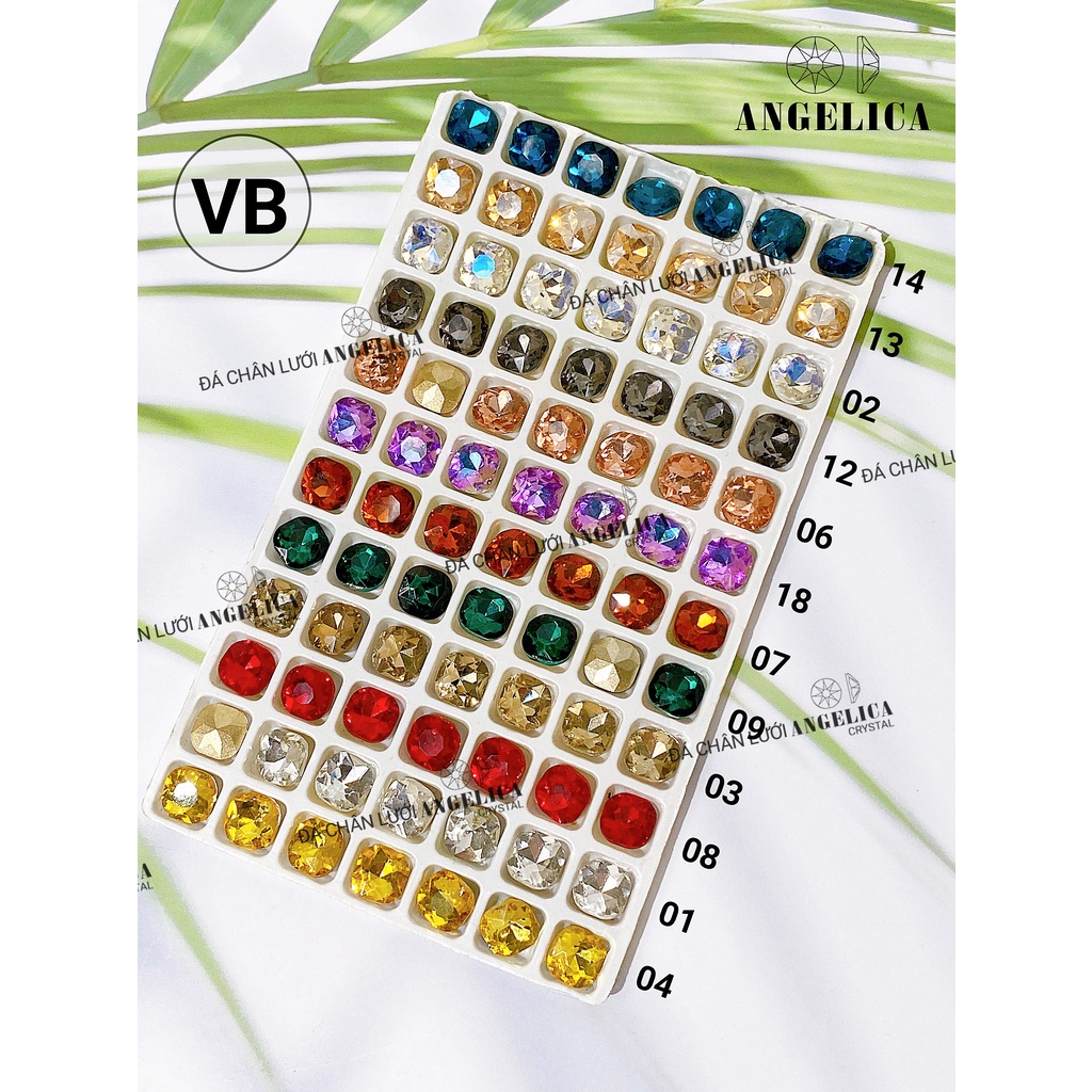 Túi 10 Viên Đá khối Nail Hình Vuông Bo Chân Vàng Trang Trí Móng ANGELICA VB
