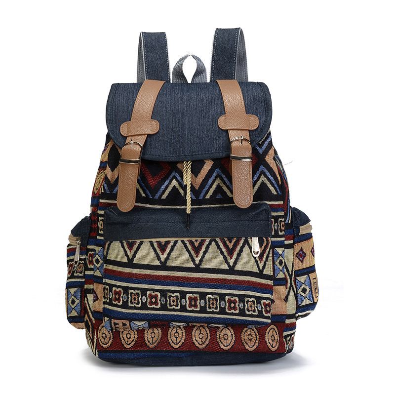 Dasbsug Nữ Canvas Vintinge Ba Lô Dân Tộc Ba Lô Bohemian Schoolbag