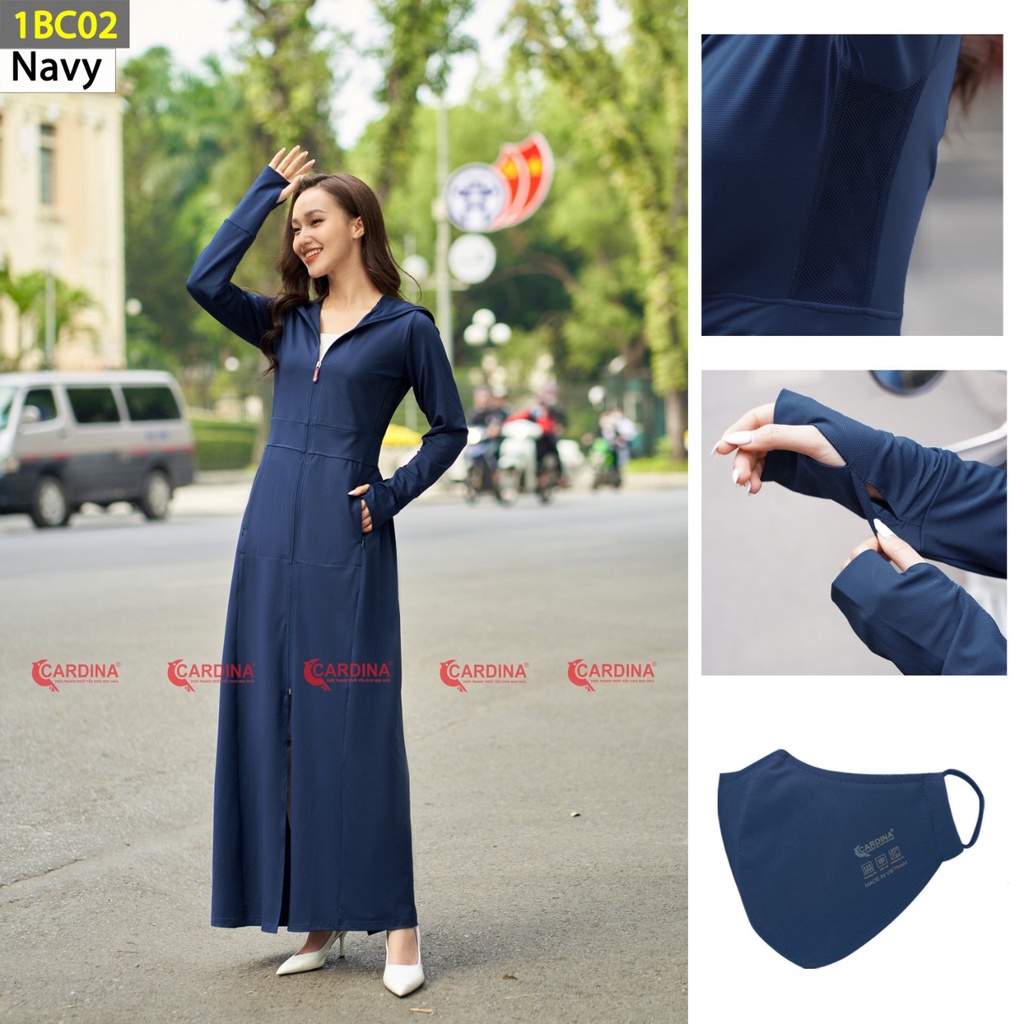 Áo choàng chống nắng cao cấp CARDINA mẫu mới nhất 1BC- Có lưới tản nhiệt