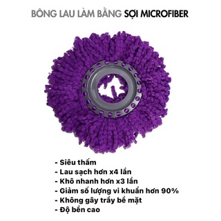 Bông lau nhà bàn tròn thay thế  phù hợp mọi loại cây xoay 360 độ