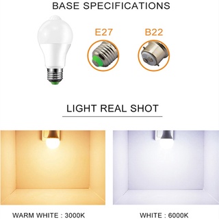 E27 PIR Cảm Biến Chuyển Động 5W 9W 12W Bóng Đèn LED Cảm Ứng Thân Xe Tự Động Bật / Tắt Hành Lang Sân Vườn Bóng Đèn Trang Trí