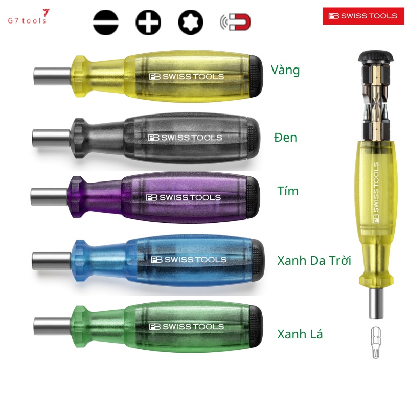thumbnail image 2 of PB SWISS TOOLS Insider Bit Storage Driver - Compact Purple Interchangeable Screwdriver 2 of 5