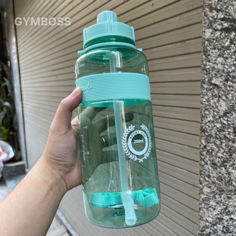 Bình Đựng Nước Thể Thao Sport Cup Dung Tích 1000ml,1500ml,2000ml,Có Ống Hút,Dây Đeo Tiện lợi