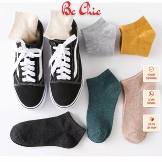 Tất cotton cổ ngắn trơn nam nữ thấm hút mồ hôi T777 BC_CHIC LINGERIE