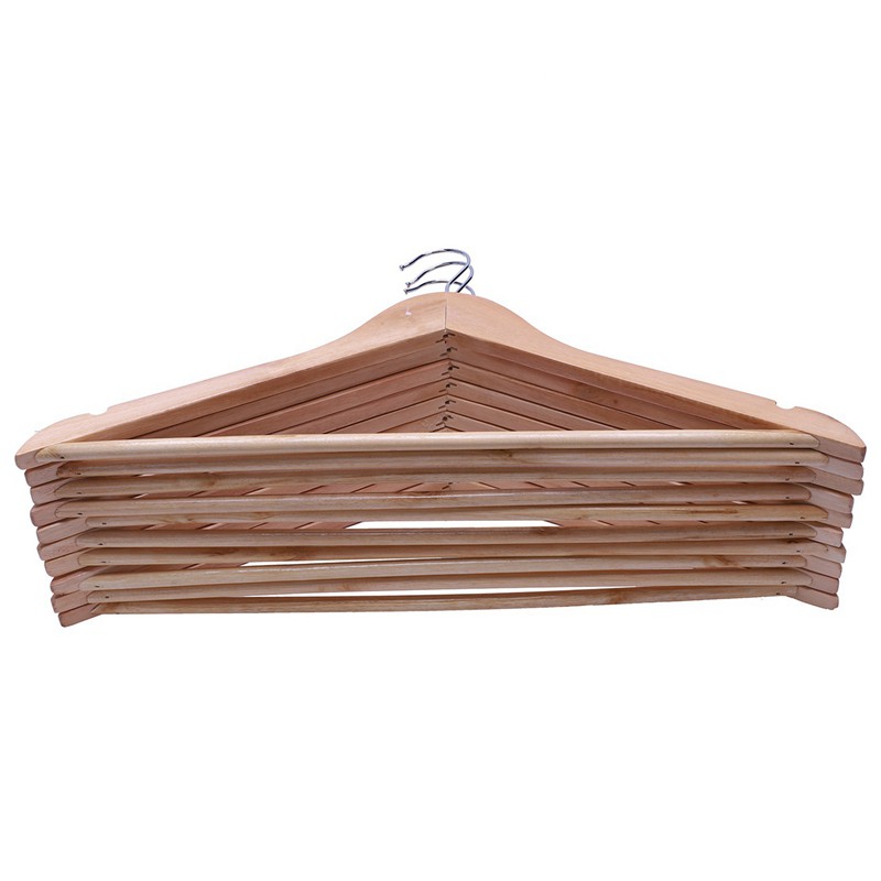10 Pieces Solid and rotating metal hook Wooden Hangers with Notches Non-slip metal hook for clothes