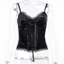Pealike Nữ Gothic Đậm Spaghetti Dây Đeo Corset Cổ Chữ V Ren V V V Viền Lá Nhung Crop Crisscross Ren-Up Mặt Trước