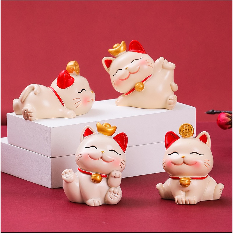 Decor mèo thần tài tách set, trang trí taplo ô tô vô cùng đáng yêu ,  hoặc để bàn làm việc có tặng kèm sáp thơm