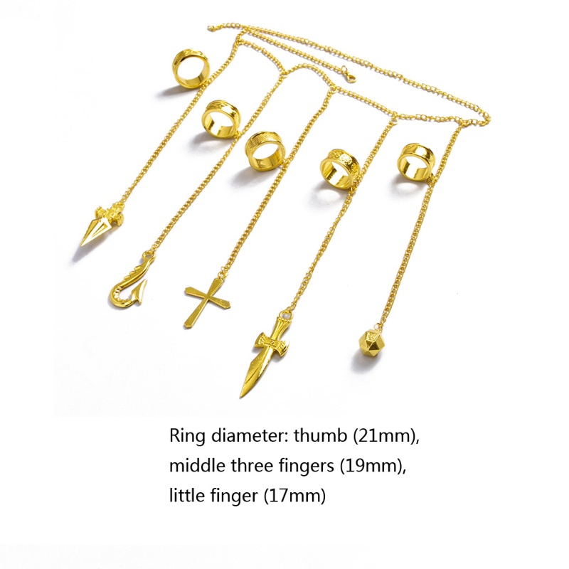 Tốt nhất Full five Rapers Hunter Cosplay Nhẫn Trang Sức Kurapika Dây Xích Vòng Tay