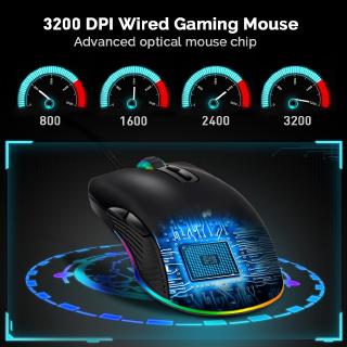 Chuột Chơi Game Có Dây Type-C RGB Chuột Quang Công Thái Học 3200 DPI Cho Văn Phòng PC Laptop Game Thủ Chuột Mát