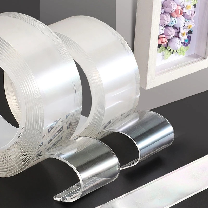 Băng Keo Hai Mặt Nano 1M / 3M Trong Suốt Chống Nước Không Để Lại Dấu Và Giặt Rửa Được