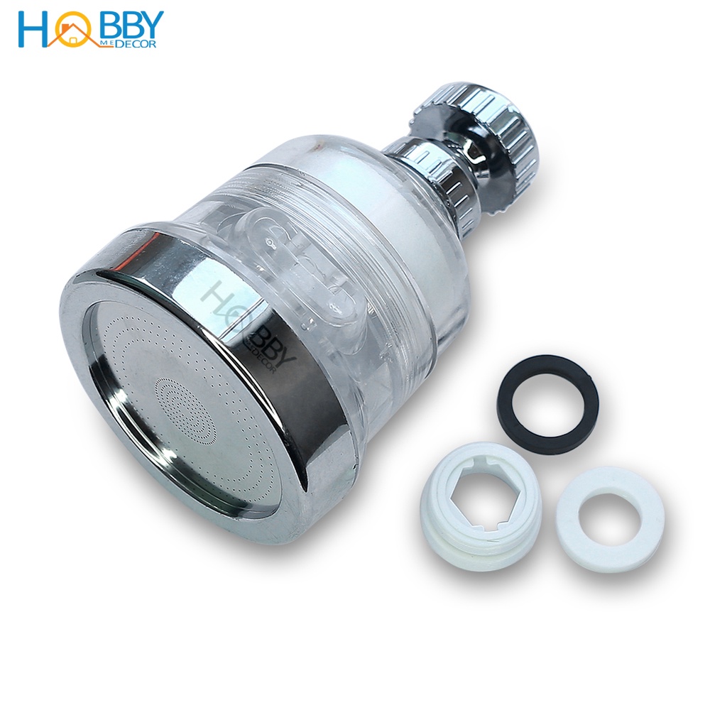 Đầu vòi tăng áp 3 chế độ có đầu lọc cặn HOBBY Home Decor VSTA3 - vỏ trong suốt - hỗ trợ tăng áp lực 3 chế độ phun