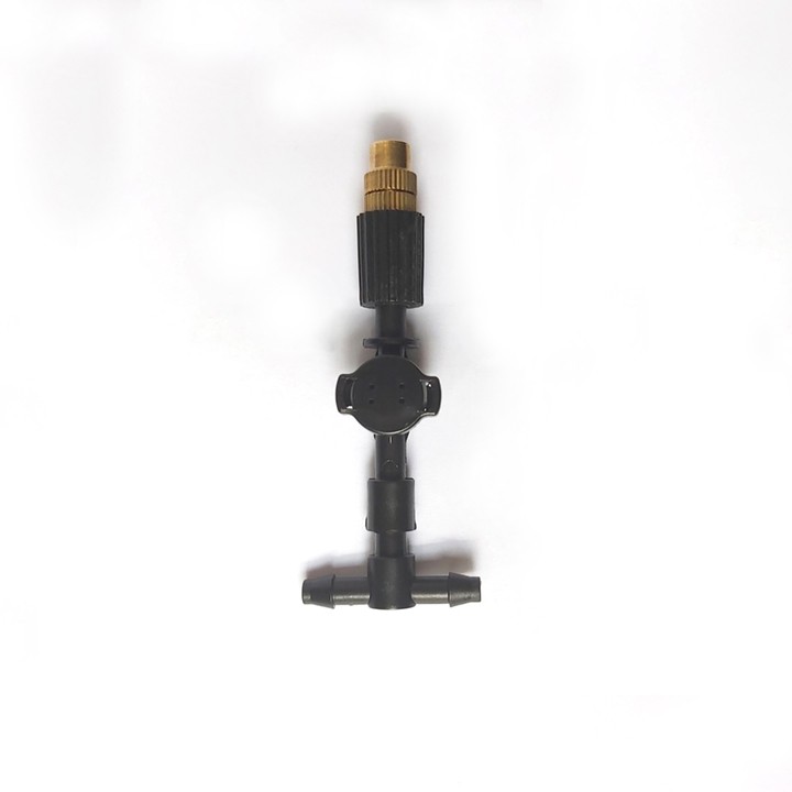 Béc Tưới Phun Sương 1 Hướng Đầu Đồng - Kèm Tê Nối Ống 6mm Và Van Chống Rỉ