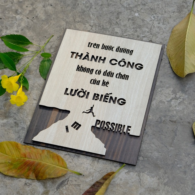 Tranh động lực treo tường handmade "Trên bước đường thành công có dấu  kẻ lười biếng" và nhiều mẫu