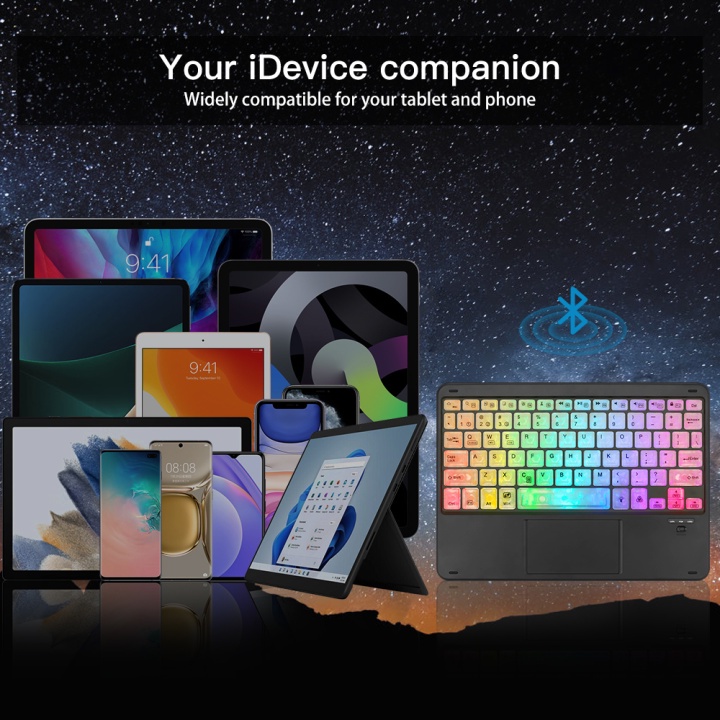 Mô tả Bàn phím không dây bluetooth GOOJODOQ đèn LED RGB thích hợp cho iPad Pro Air Xiaomi Huawei Android Windows - 1