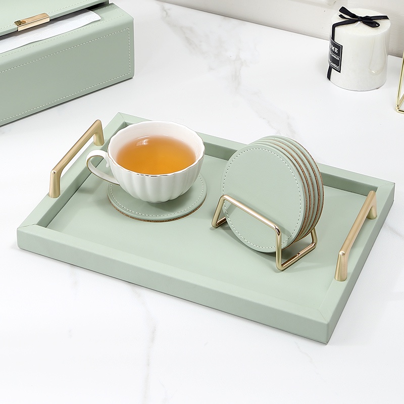 Casegrace Bộ 6 Đế Lót Ly Bằng Da Cách Nhiệt Thấm Hút Tốt Tiện Dụng