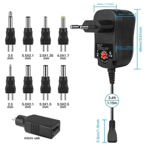 Techtopest-3-12V Có Thể Điều Chỉnh Điện Áp Nguồn điện Adapter Có Thể Điều Chỉnh Tích Cực và Tiêu Cực Đa năng ADAPTER