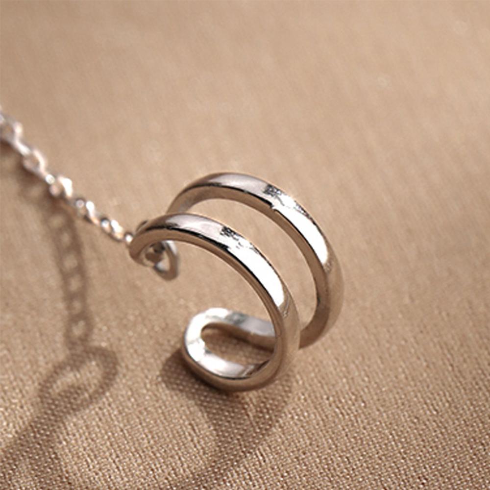 FUJIOU Cross Earcuff Thời Trang Nữ Tua Rua Dây Xích Punk Bất Đối Xứng Xương Tai Kẹp