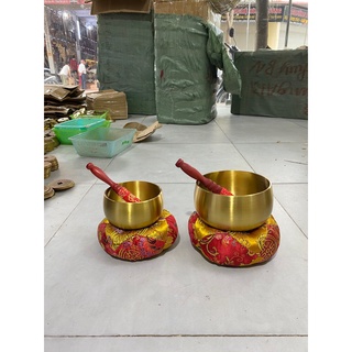 Chuông tụng kinh Chuông bát vàng bằng đồng hàng đẹp tiếng rất vang ( chuông không kèm mõ )