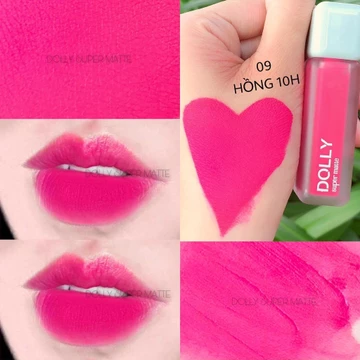 Son kem lì <màu hồng 10h> Dolly super matte, son kem lì không chì bền màu lâu trôi