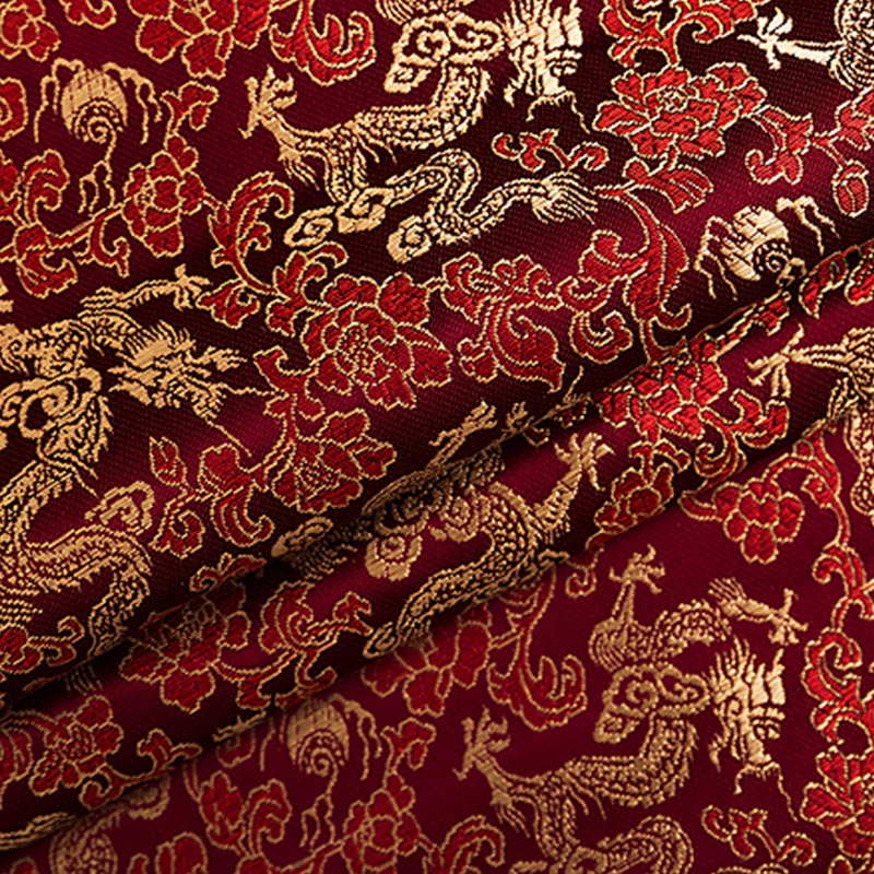 Phong Cách Trung Hoa - Sườn Xám Kimono và Túi Chắp Vá từ Vải Thổ Cẩm Jacquard Satin TJ0246