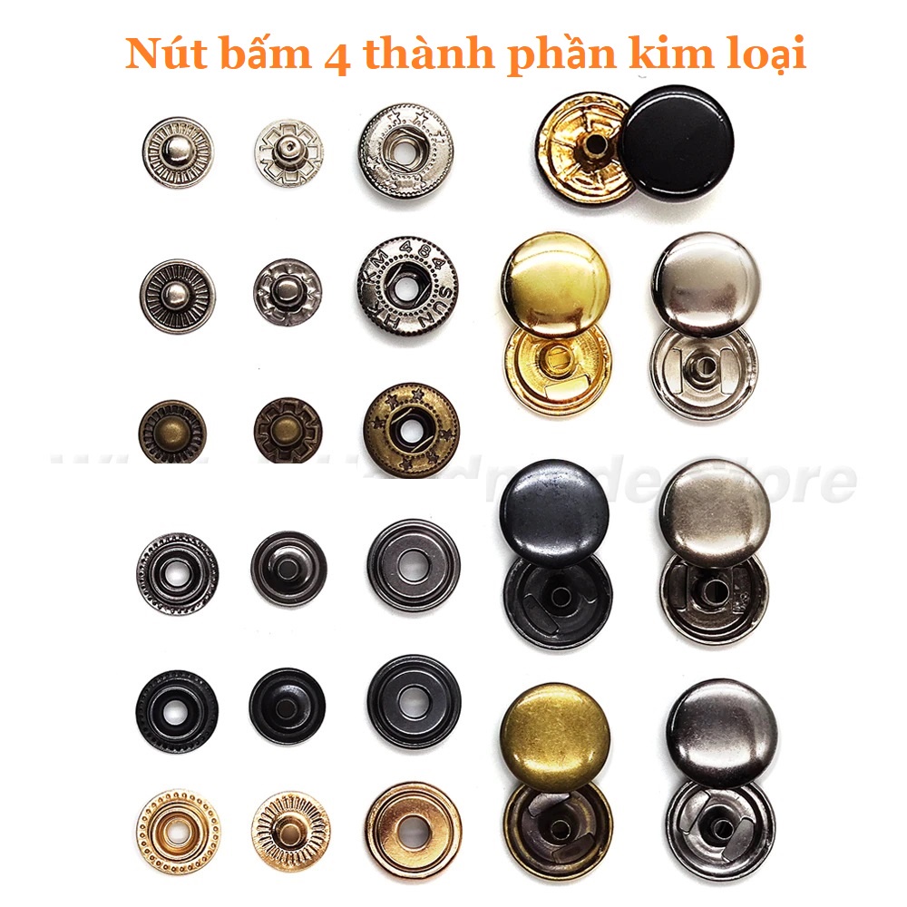 Nút bấm kim loại bấm áo khoác, đồ da, quần jean Hợp kim Không gỉ Nhiều màu Size 10,13,15,17mm Bịch 20bộ Phụ liệu may mặc | Shopee Việt Nam