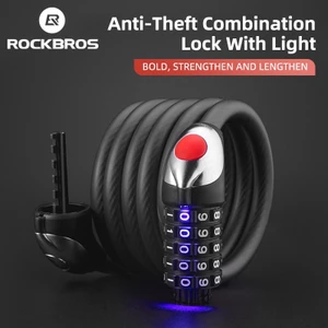 Rockbros Khóa Xe Đạp LED Chống Trộm với Cáp Thép - Dùng Ban Đêm và Đường Núi