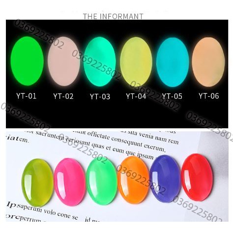 [Xả lỗ đổi bảng màu] Sơn gel AS dạ quang set 6 màu YT chai 15ml