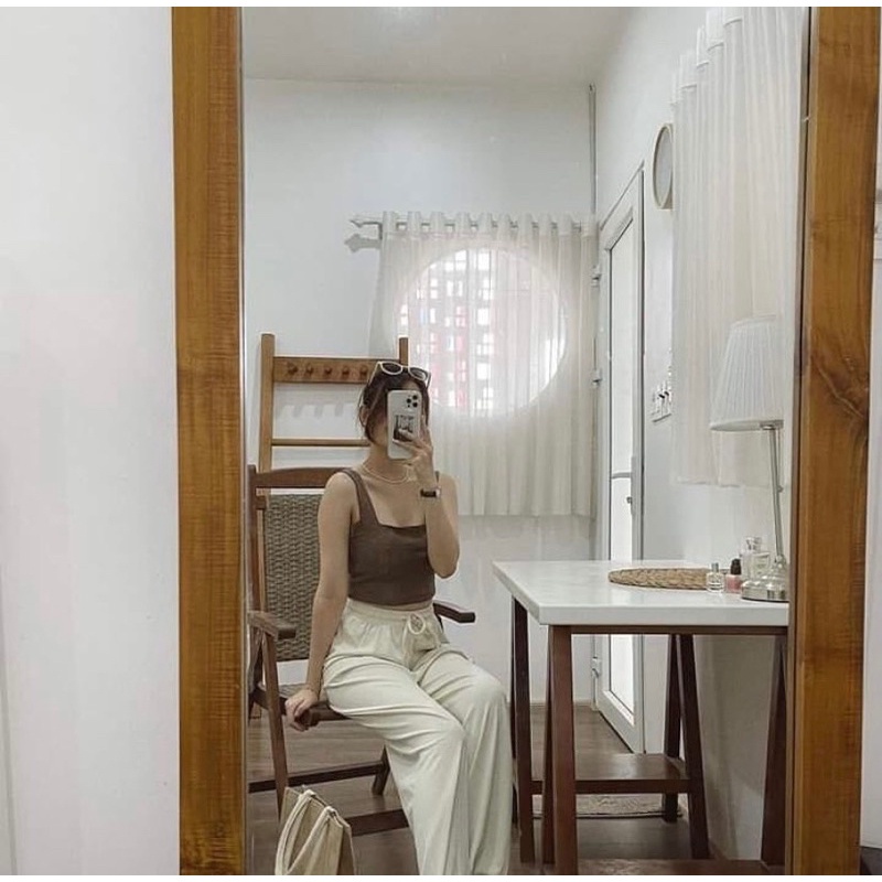 Áo Croptop Hai Dây Bản To Dễ Phối Đồ Mặc Đi Chơi