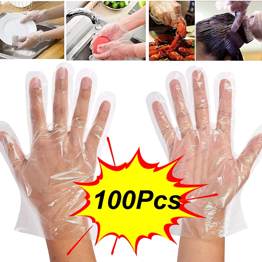 Set 100 bao tay PE trong suốt làm sạch nhà cửa nấu ăn tiện dụng