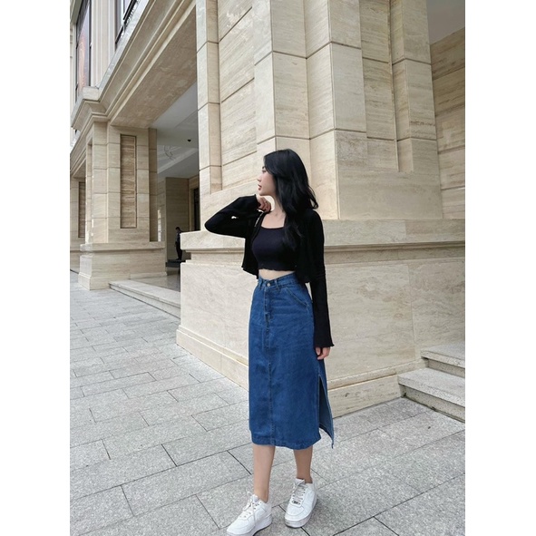 Chân váy jeans dáng dài xẻ tà JIMMY SKIRT