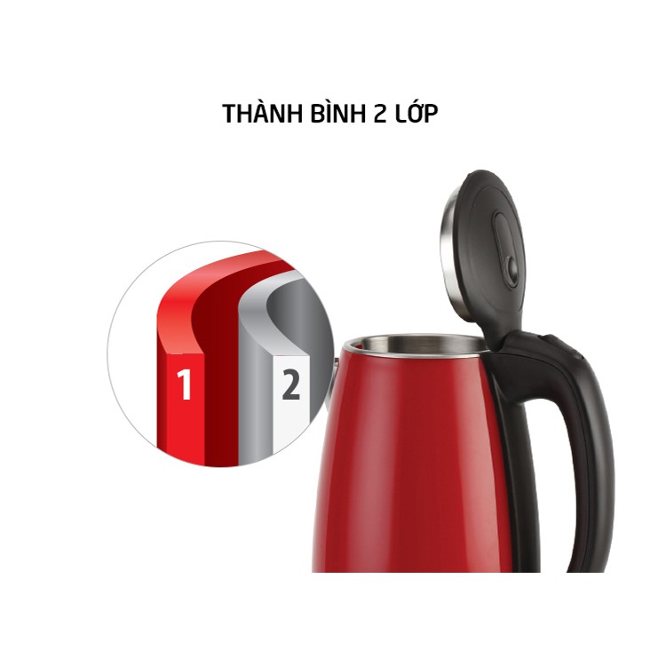 Ấm đun siêu tốc 2 lớp LocknLock Electric Kettle EJK731 2 Màu 1.7L-1800W, đế xoay 360 độ - K-MALL