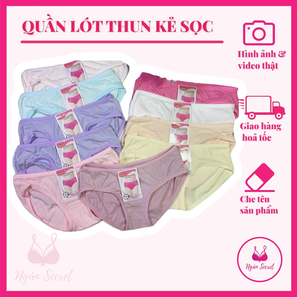 Combo 10 quần lót nữ thun lạnh phối sọc kẻ form 40-55kg