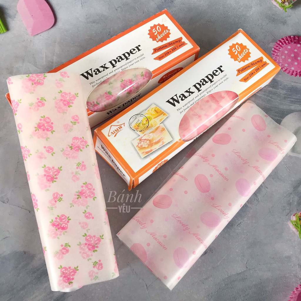 50 tờ Giấy lót hộp bánh bã mía, gói bánh size 18*18 cm có cáng PE (BBTC)