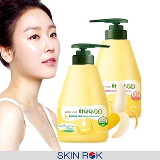 Sữa tắm thảo dược sữa và tinh chất chuối cung cấp độ ẩm và làm mềm da Welcos banana milk body cleanser 560g