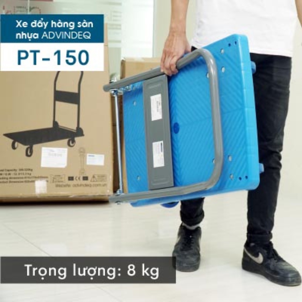 Xe đẩy hàng 4 bánh gấp gọn ADVINDEQ PT-300, sàn nhựa cao cấp tải trọng 320kg, bảo hành 1 năm toàn quốc