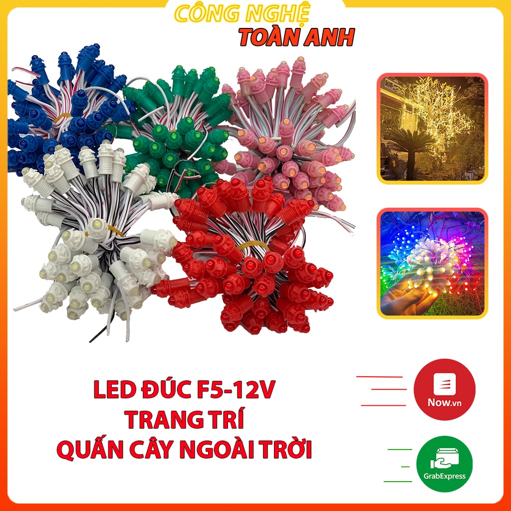 LED liền dây 12v, đúc F5 đế 9mm, chống nước, trang trí quấn cây. Dây 50 ...