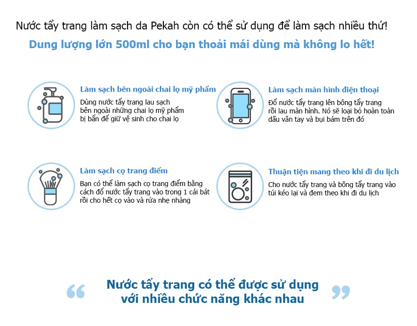 Mô tả Nước tẩy trang rau má PEKAH ngăn ngừa cải thiện da mụn Pure Therapy Cica Cleansing Water 500ml - 8