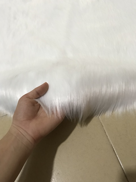 Thảm Lông Màu Trắng Lông Dài -  Thảm Lông Trải Bàn Màu Trắng Hồ Ly Lông Dài