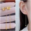 Bông tai dáng dài bằng chất liệu titan không gỉ thiết kế hình bướm phun cát ánh kim lấp lánh thời trang