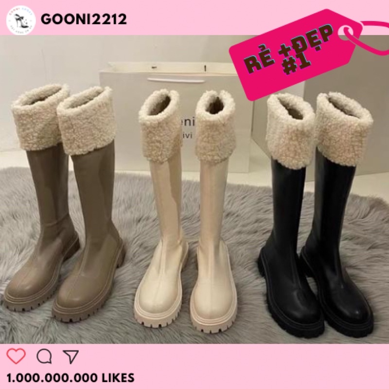Boot đùi cổ lông, bốt cao cổ đế dày phong cách sang chảnh, boot mùa ...