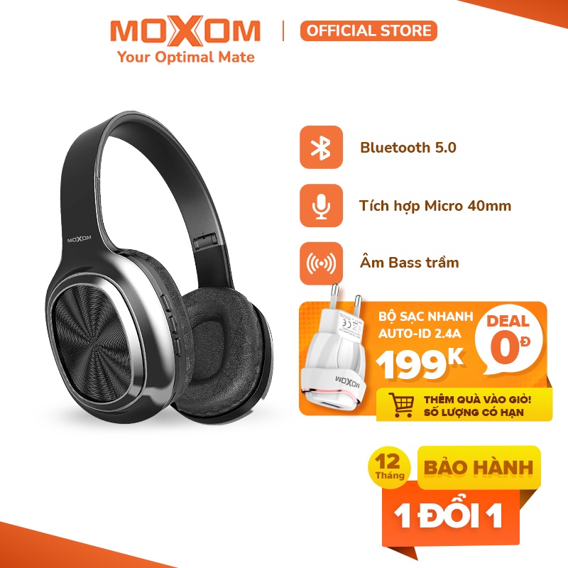 Tai Nghe Bluetooth Headphone MOXOM WL26 Âm Bass Trầm 3in1, Nghe Đến 9H, Speaker 40mm, Bluetooth 5.0