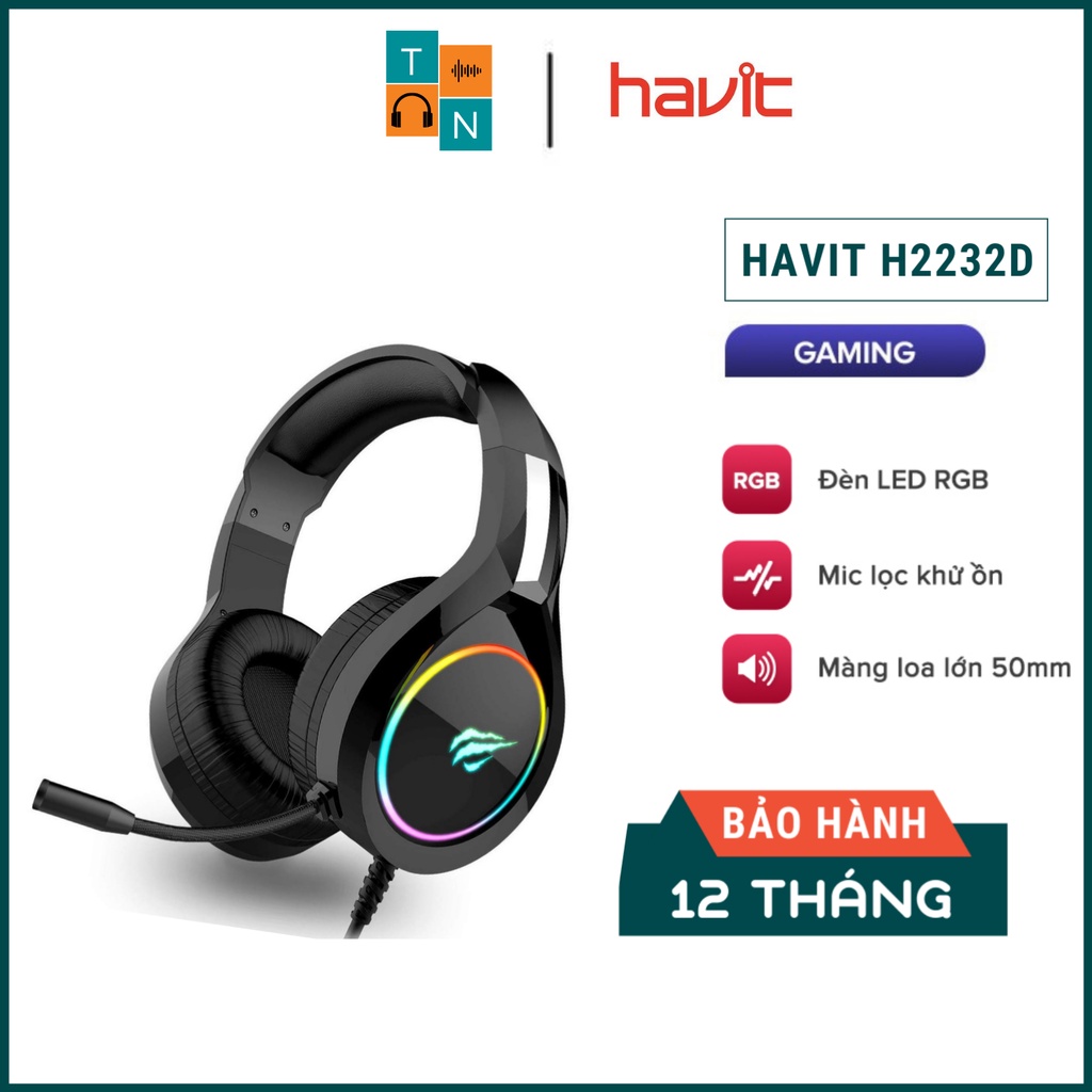 【Giao nhanh】Tai Nghe Gaming Havit H2232D, Driver 50, LED RGB, Mic Khử ...