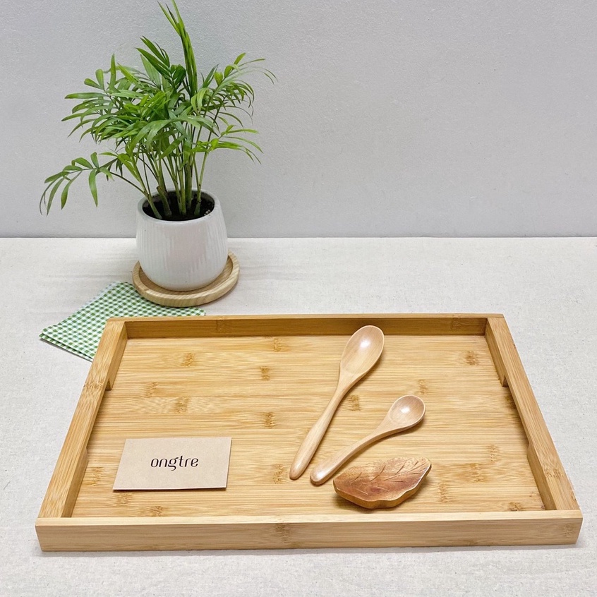 Ảnh Khay trà bằng gỗ Tre kiểu Nhật (Hàng VN), 40x25x4cm [Bán buôn/sỉ 1