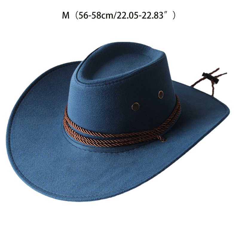Hiphop Jazz Hat Wide Brim Retro Western Cowboy Hat for w/ Rope All-match for Hip