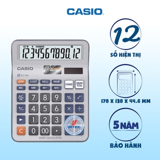 Máy Tính Casio DC-12M (12 Số) Chính Hãng - Chuyên Dụng Cho Cửa Hàng, Tính Lãi/Tiền Thối Cực Nhanh