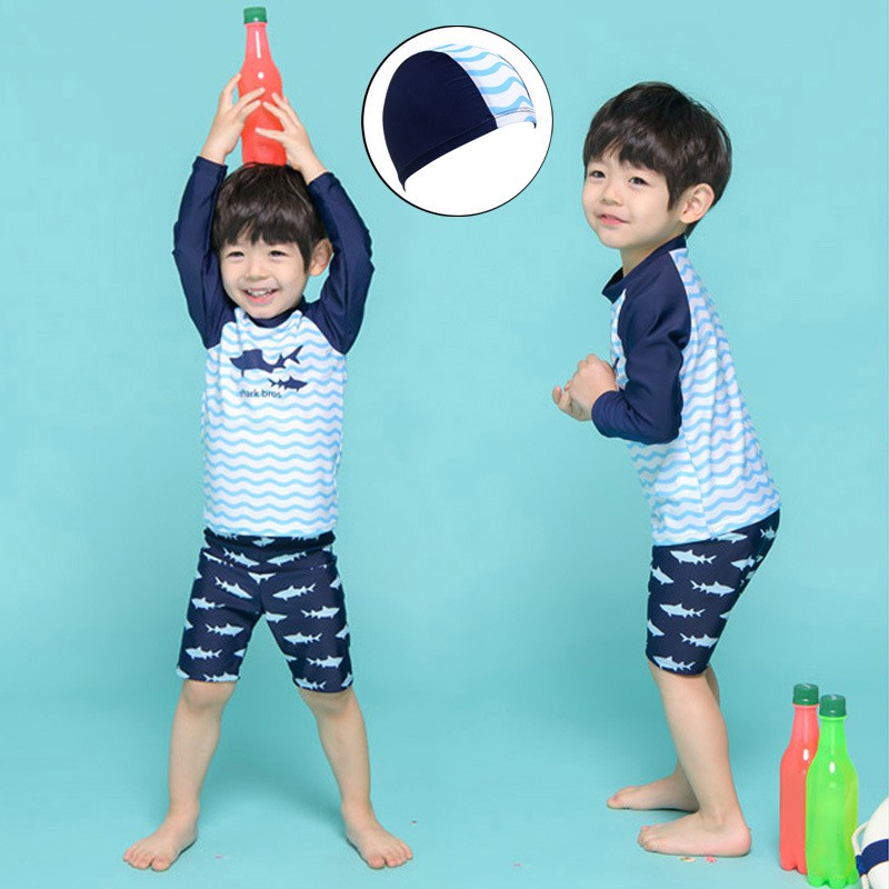Đồ bơi trẻ em dài tay cho bé trai kèm quần lửng mẫu cá mập SPORTY SW334