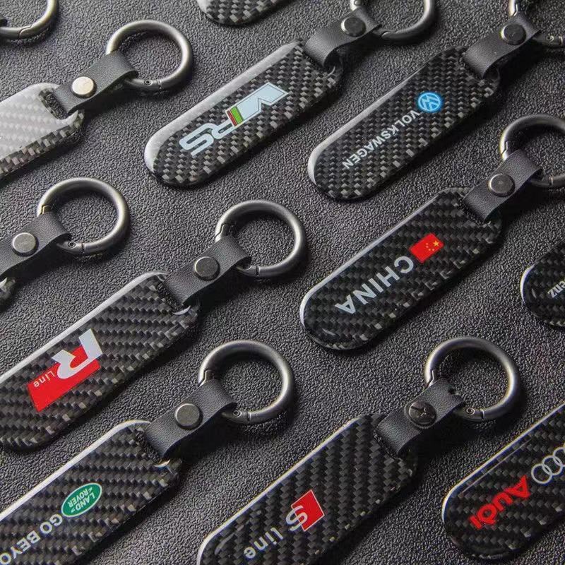 Móc chìa khóa bằng sợi carbon thiết kế đơn giản cho xe hơi BMW Benz Audi